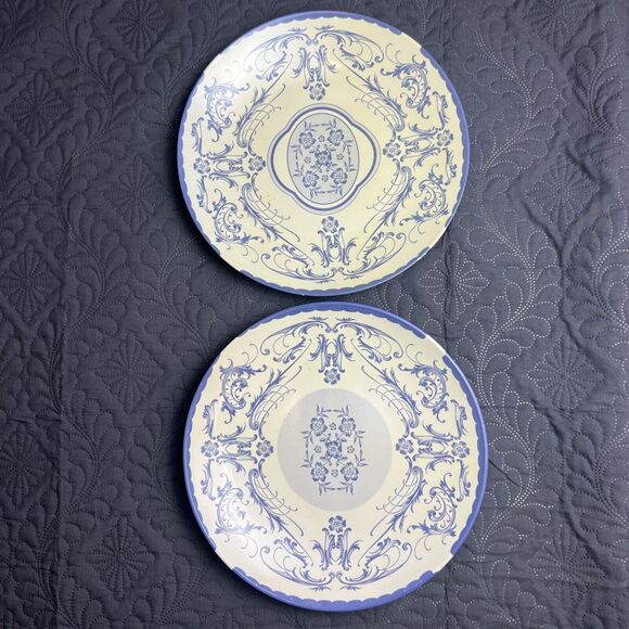 Unique 2pc Brother Sister Design Studio 10” Blue Cobalt Design Plate 2006 USED - Picture 1 of 7